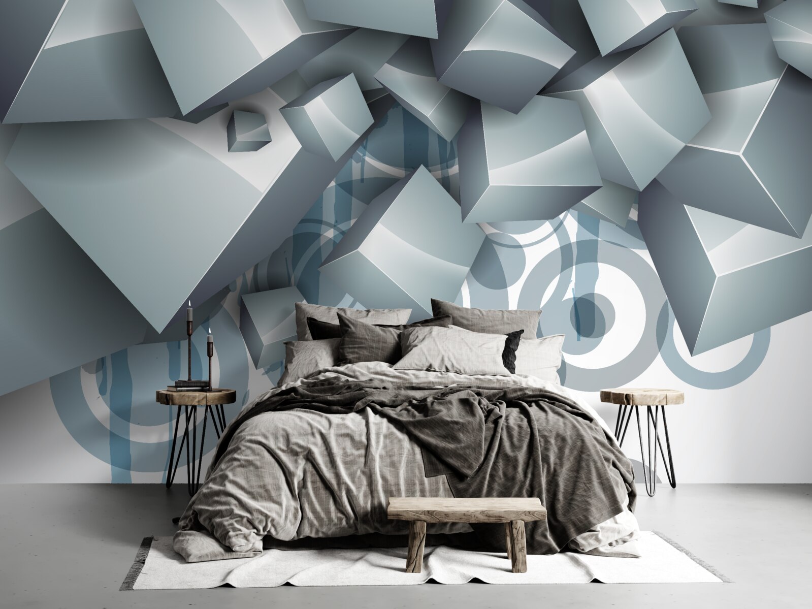 Fototapeta szare kostki o charakterze optycznym