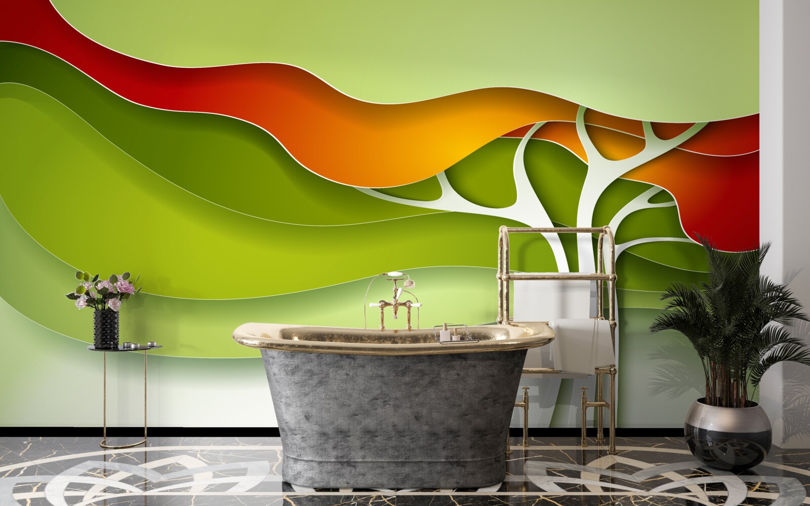 Fototapeta wierzchołek drzewa jest pomalowany w jasne odcienie jesieni