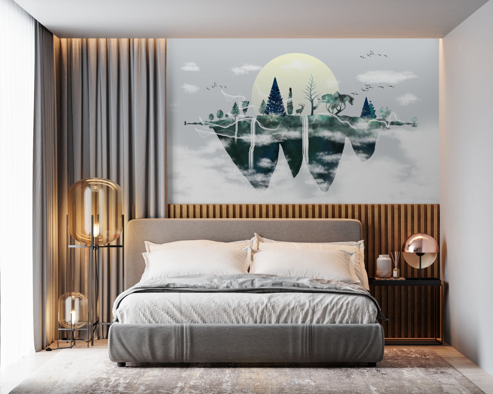 Fototapeta odbicie w wodzie ukazuje bujną zieleń lasu