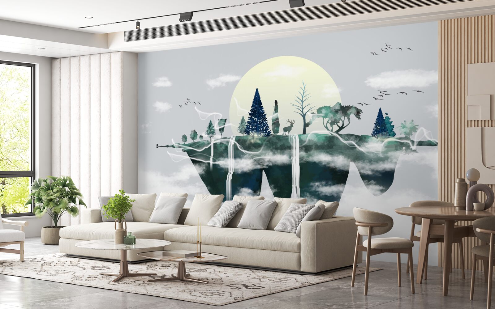 Fototapeta odbicie w wodzie ukazuje bujną zieleń lasu