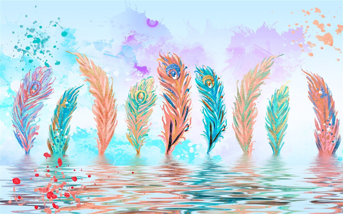 Fototapeta wystające pióra przebijają wodę