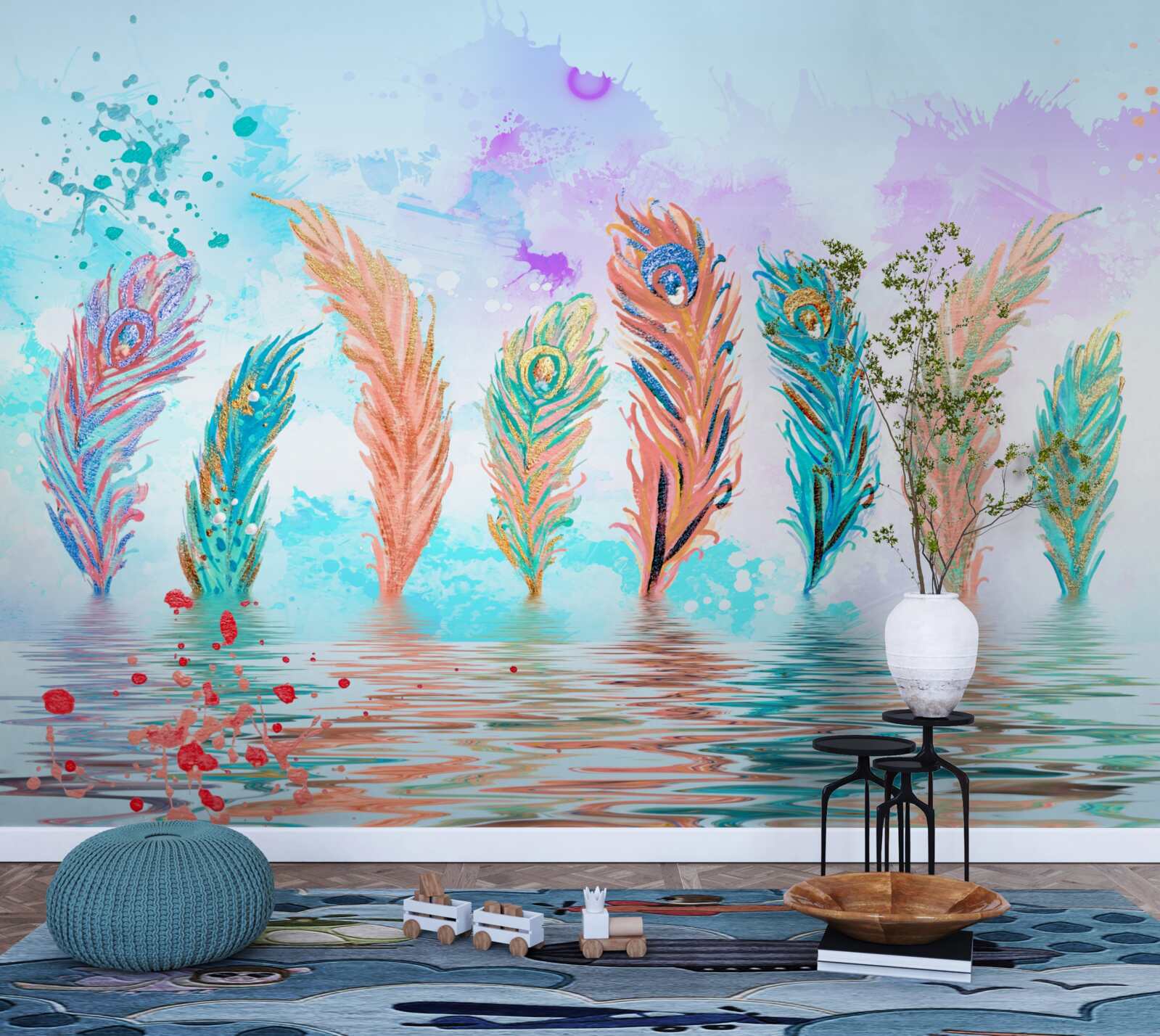 Fototapeta wystające pióra przebijają wodę