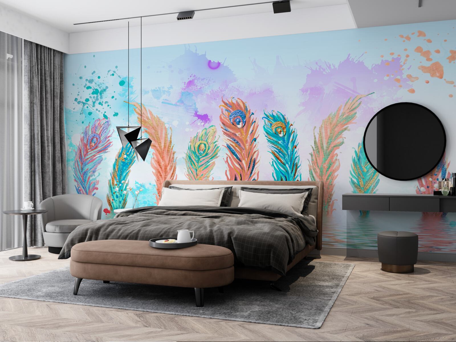 Fototapeta wystające pióra przebijają wodę