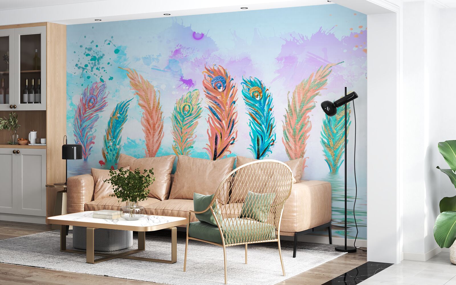 Fototapeta wystające pióra przebijają wodę