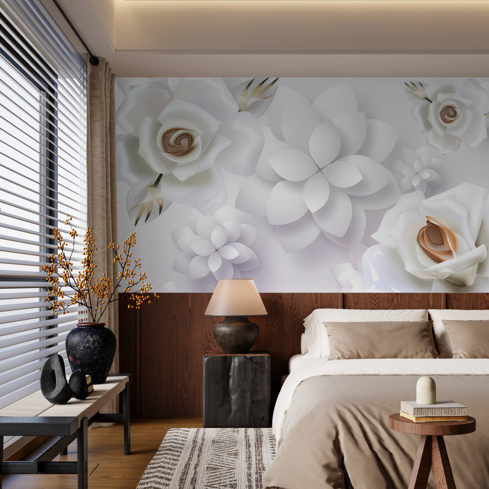 Fototapeta kompozycja z białymi kwiatami