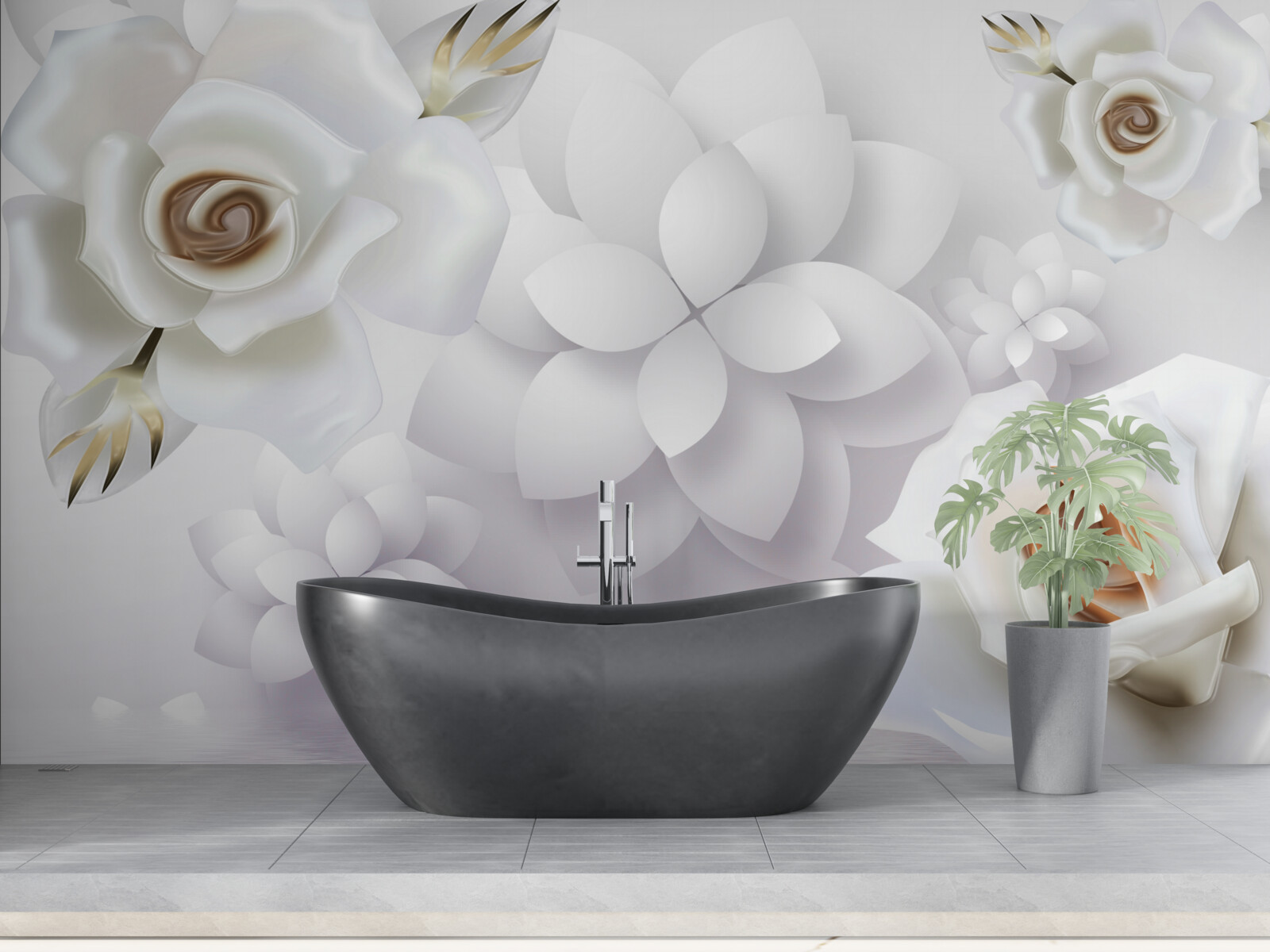 Fototapeta kompozycja z białymi kwiatami