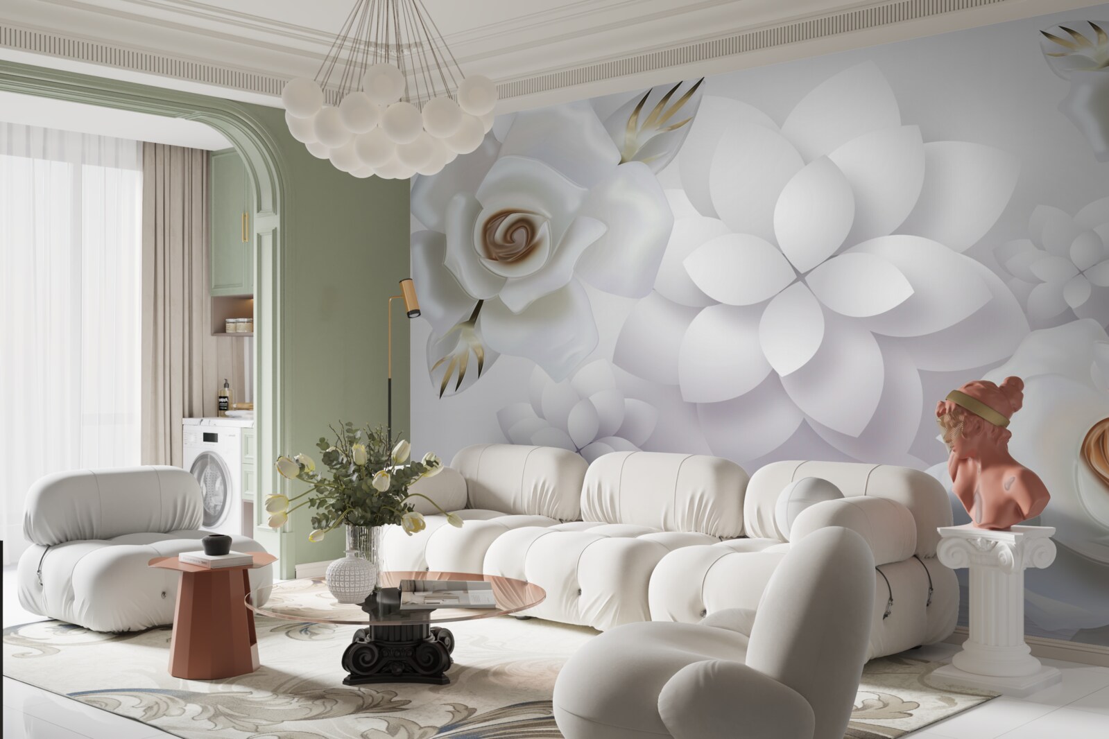 Fototapeta kompozycja z białymi kwiatami