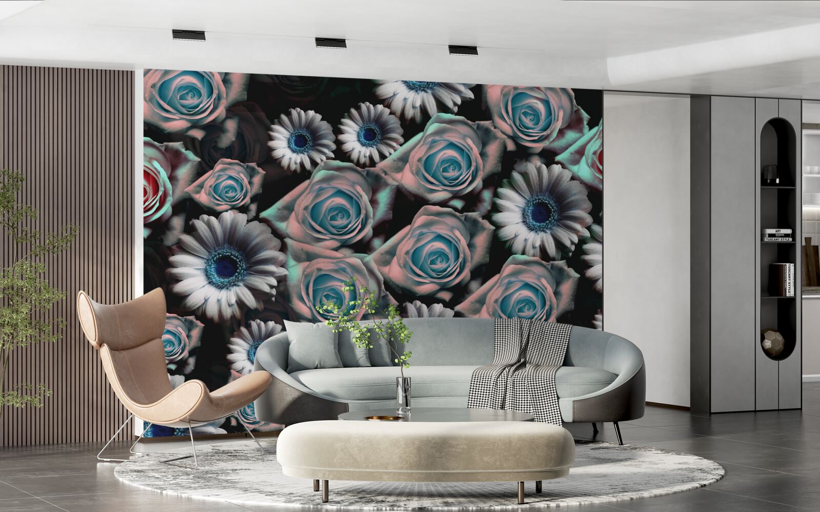 Fototapeta gerbery i róże na czarnym tle