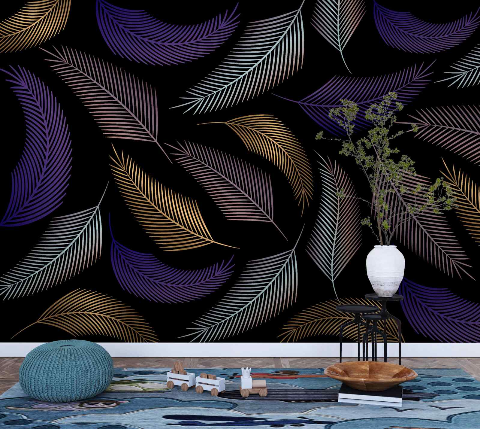 Fototapeta jesienne liście w ciemnych kolorach