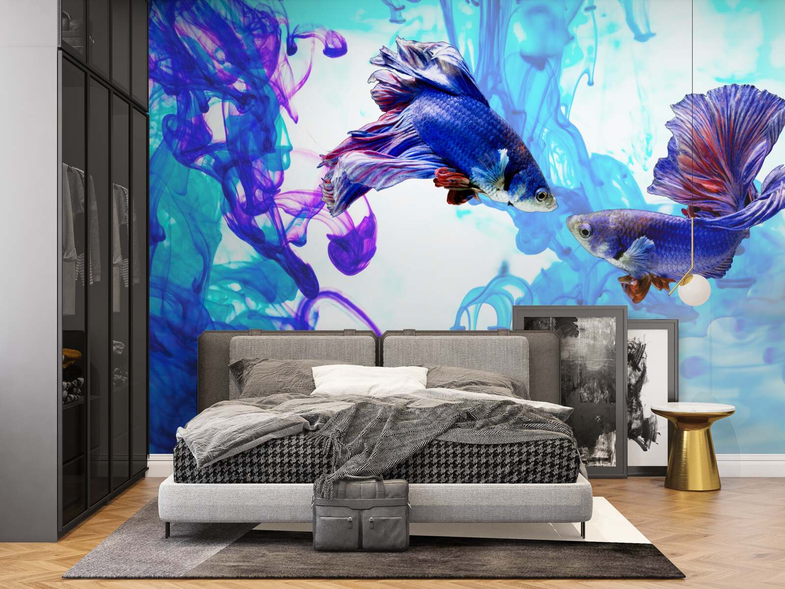 Fototapeta wodni mieszkańcy z ogonami bawią się w mokrych elementach