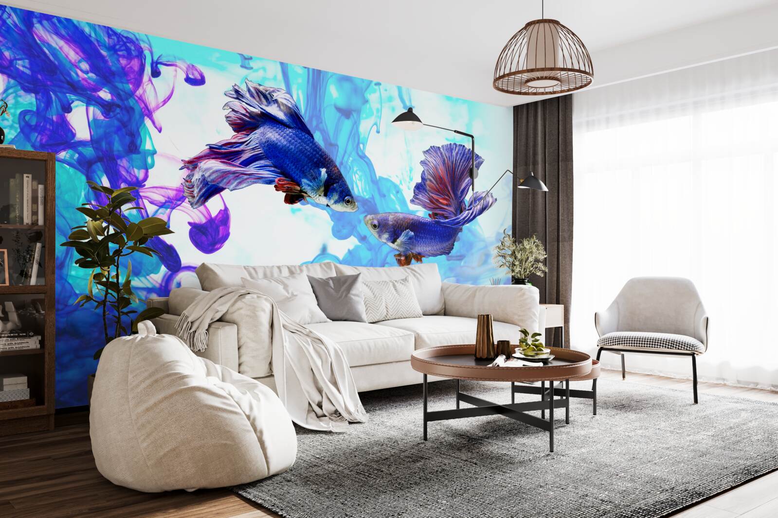 Fototapeta wodni mieszkańcy z ogonami bawią się w mokrych elementach