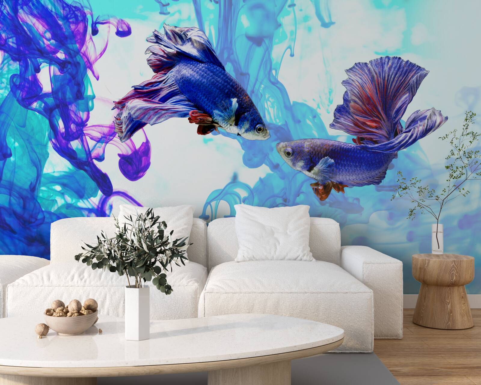 Fototapeta wodni mieszkańcy z ogonami bawią się w mokrych elementach