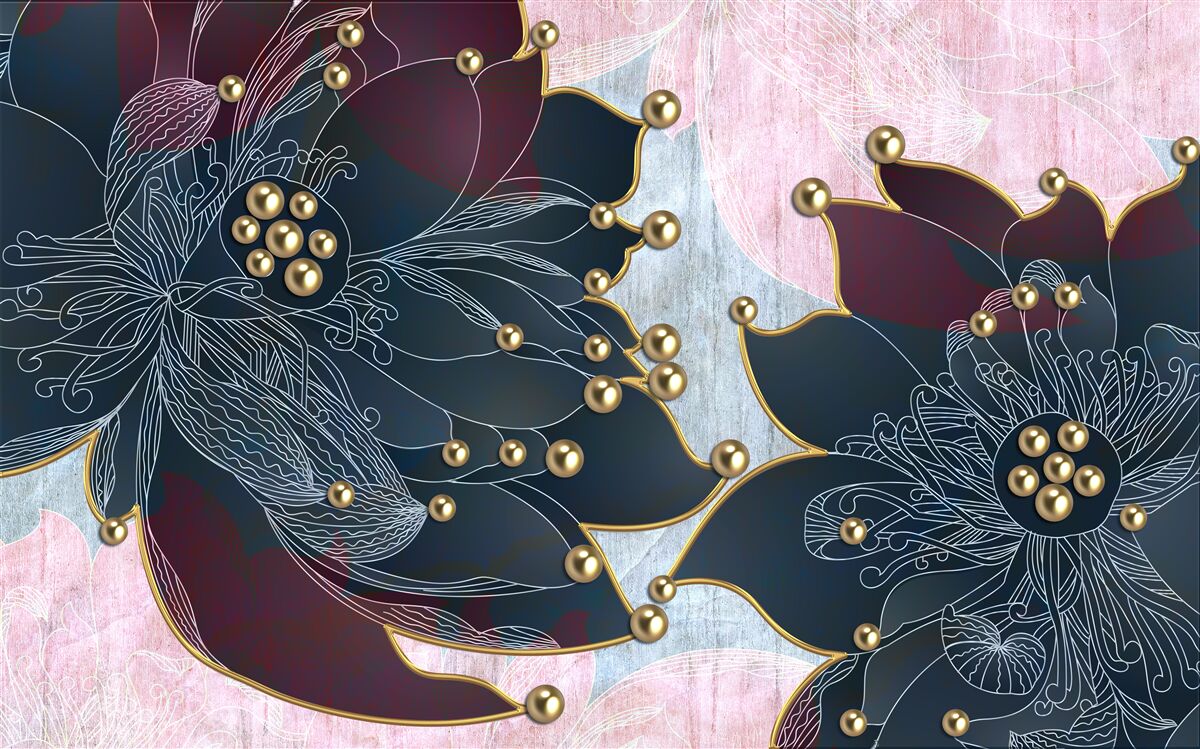 Fototapeta nocny kwiat o niebiesko-bordowym odcieniu