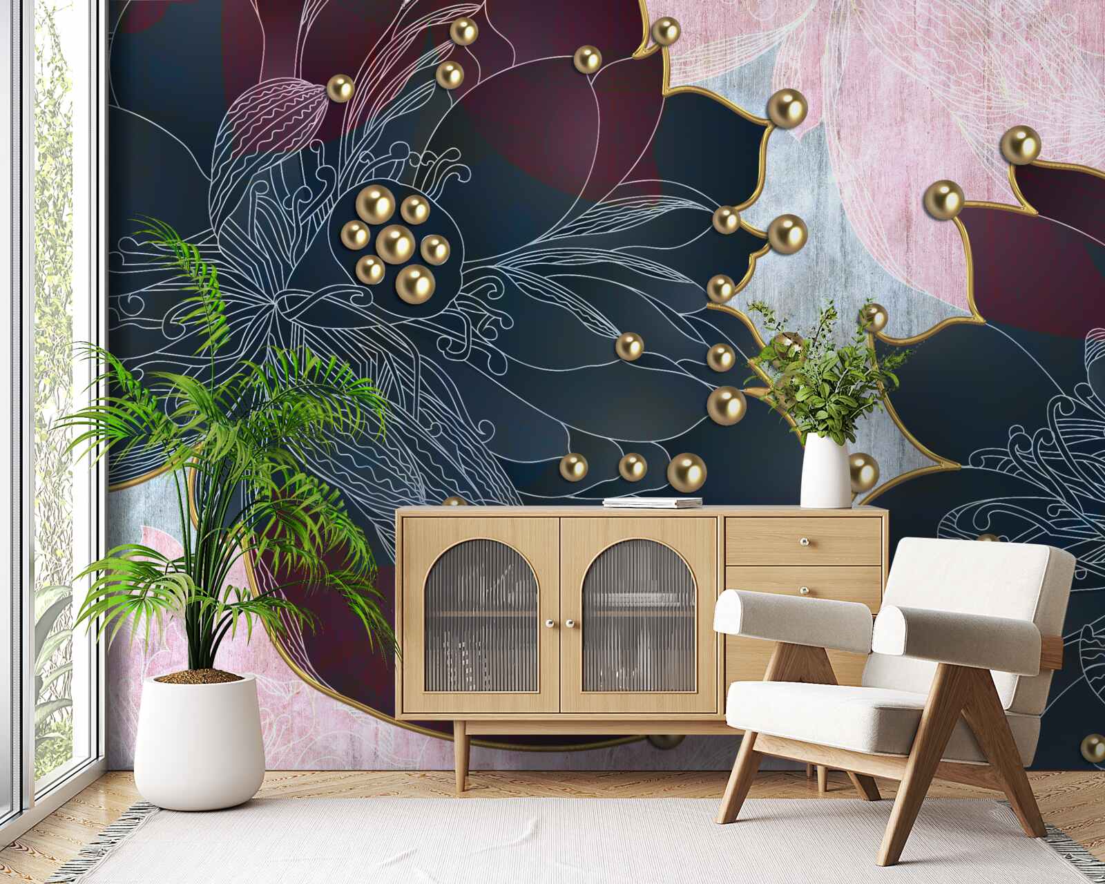 Fototapeta nocny kwiat o niebiesko-bordowym odcieniu