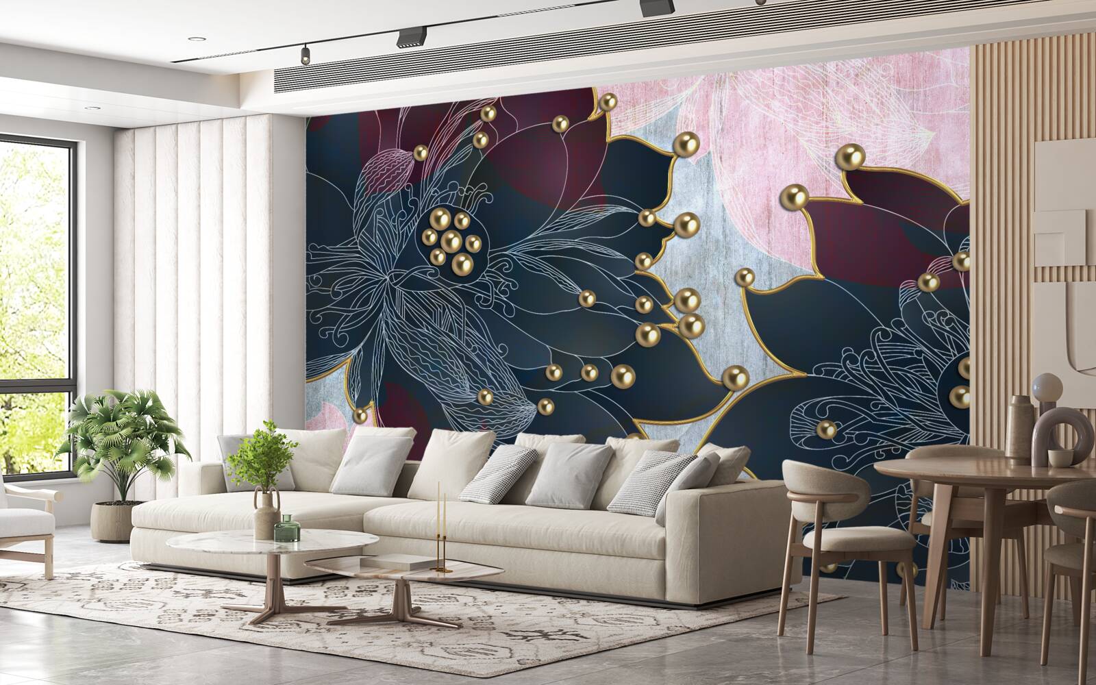 Fototapeta nocny kwiat o niebiesko-bordowym odcieniu