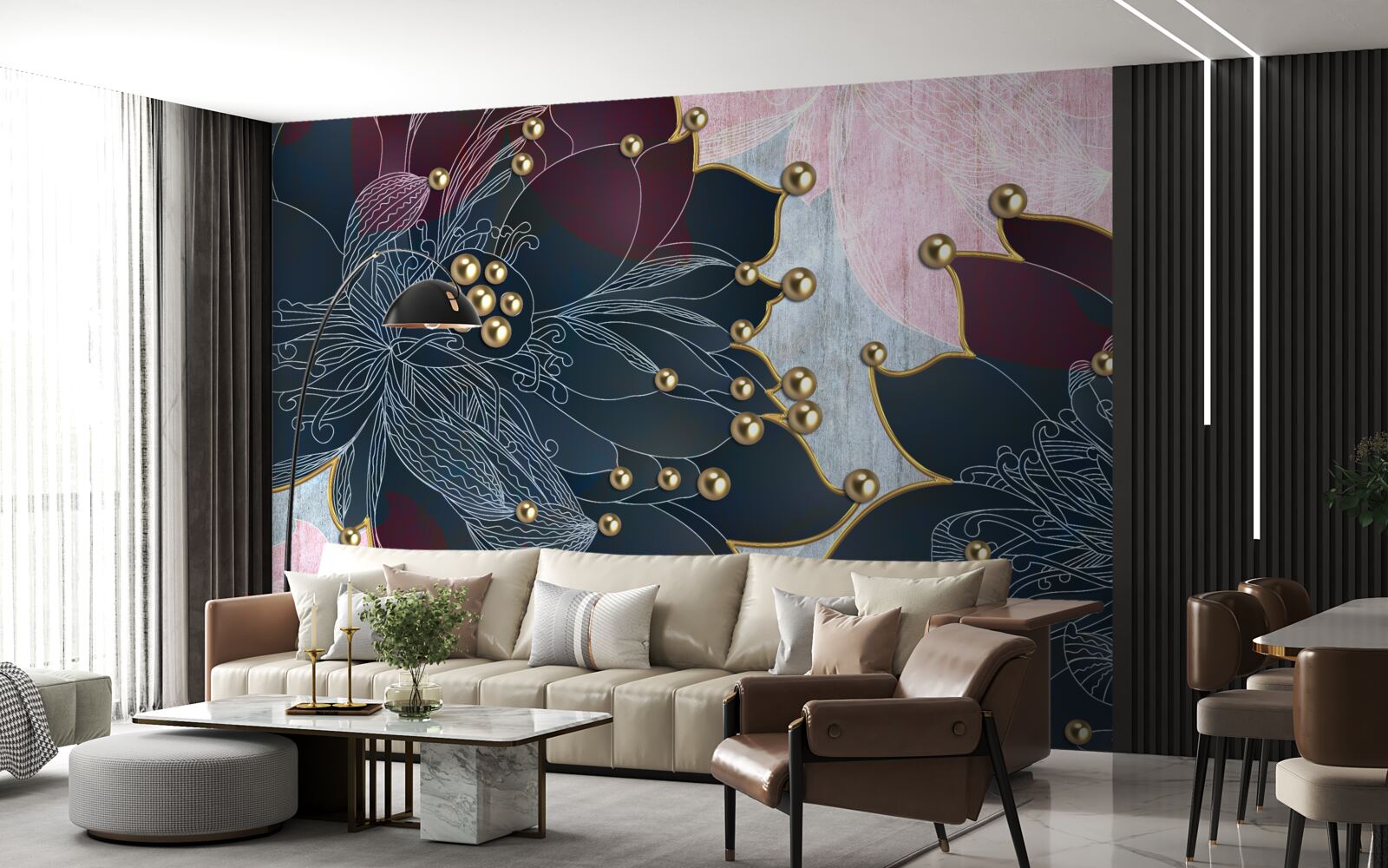 Fototapeta nocny kwiat o niebiesko-bordowym odcieniu