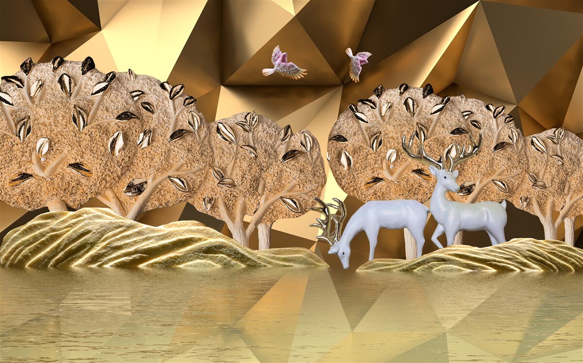 Fototapeta konie przy leśnym źródle wody