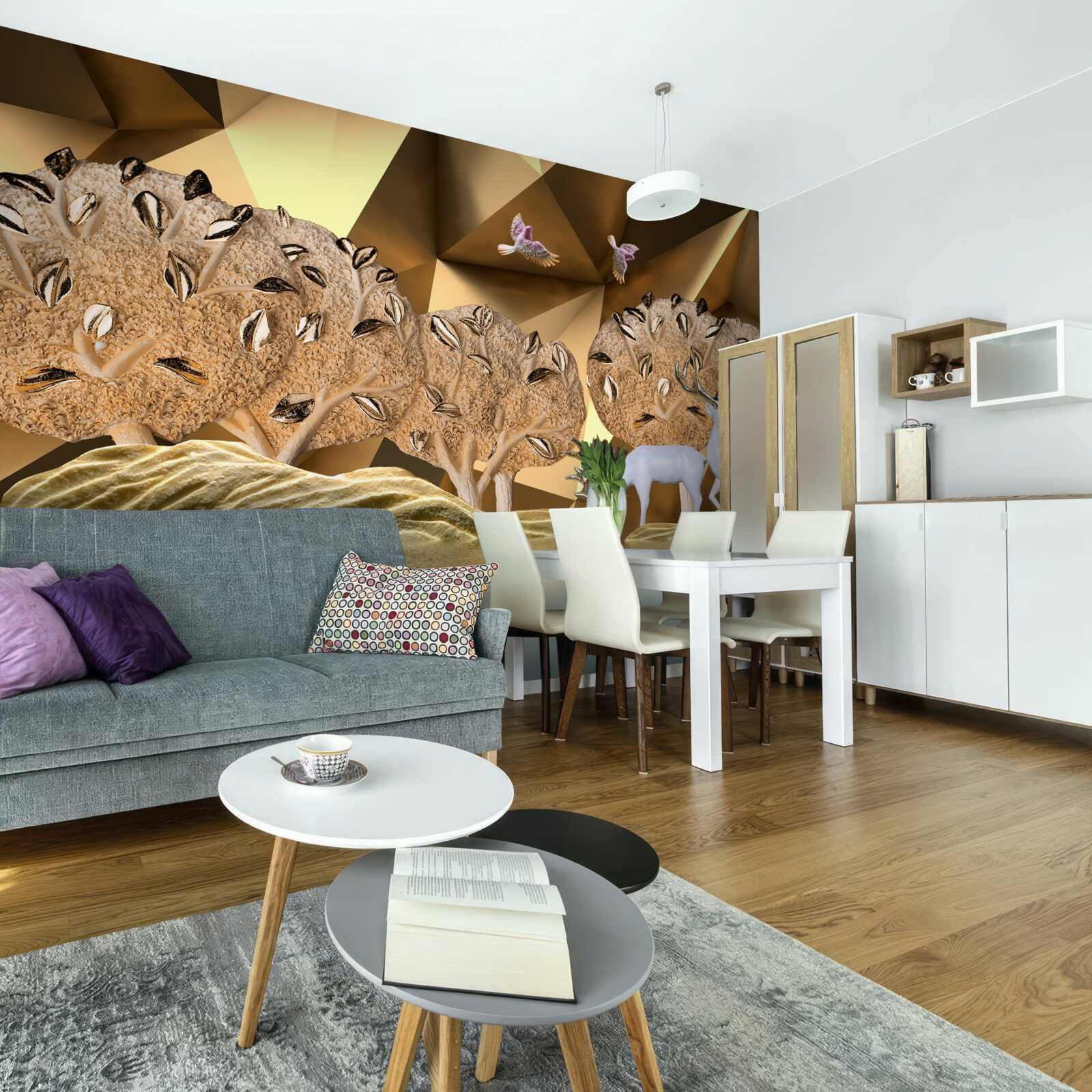 Fototapeta konie przy leśnym źródle wody