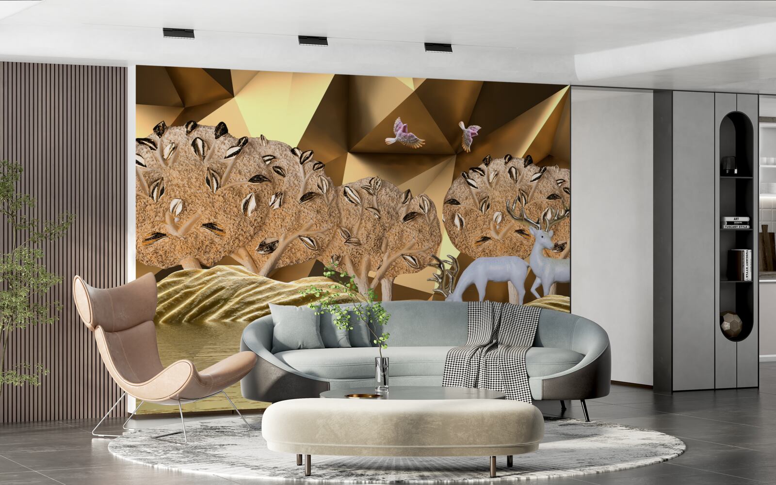 Fototapeta konie przy leśnym źródle wody