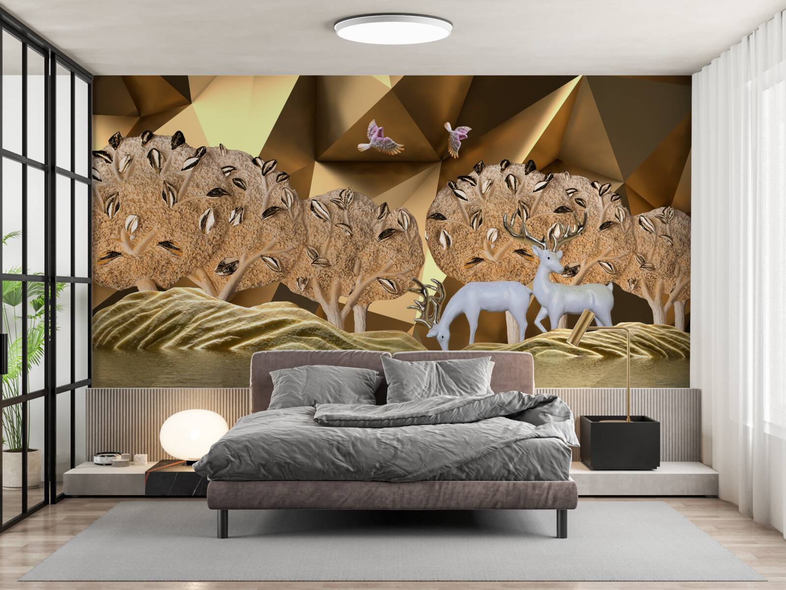 Fototapeta konie przy leśnym źródle wody