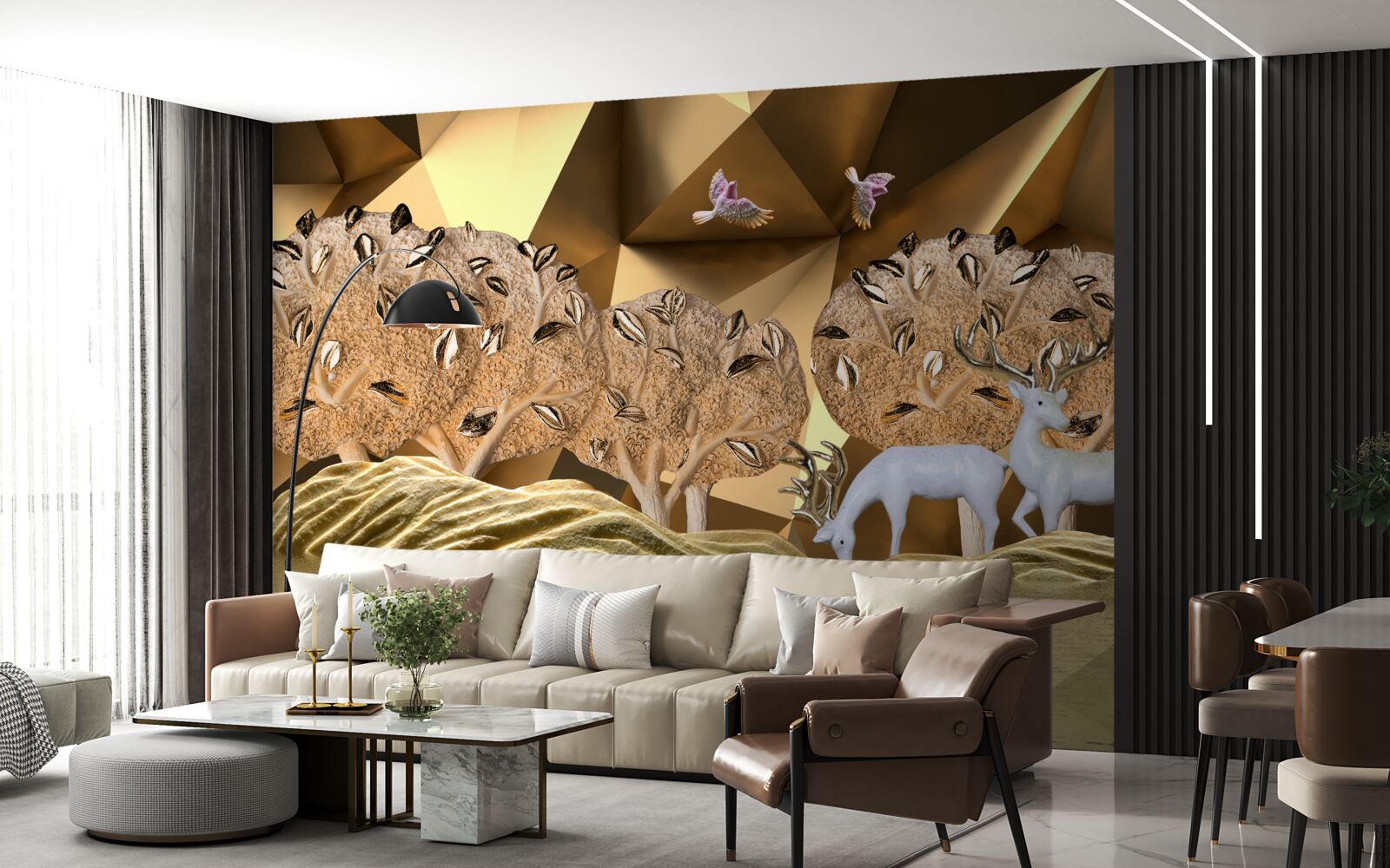 Fototapeta konie przy leśnym źródle wody