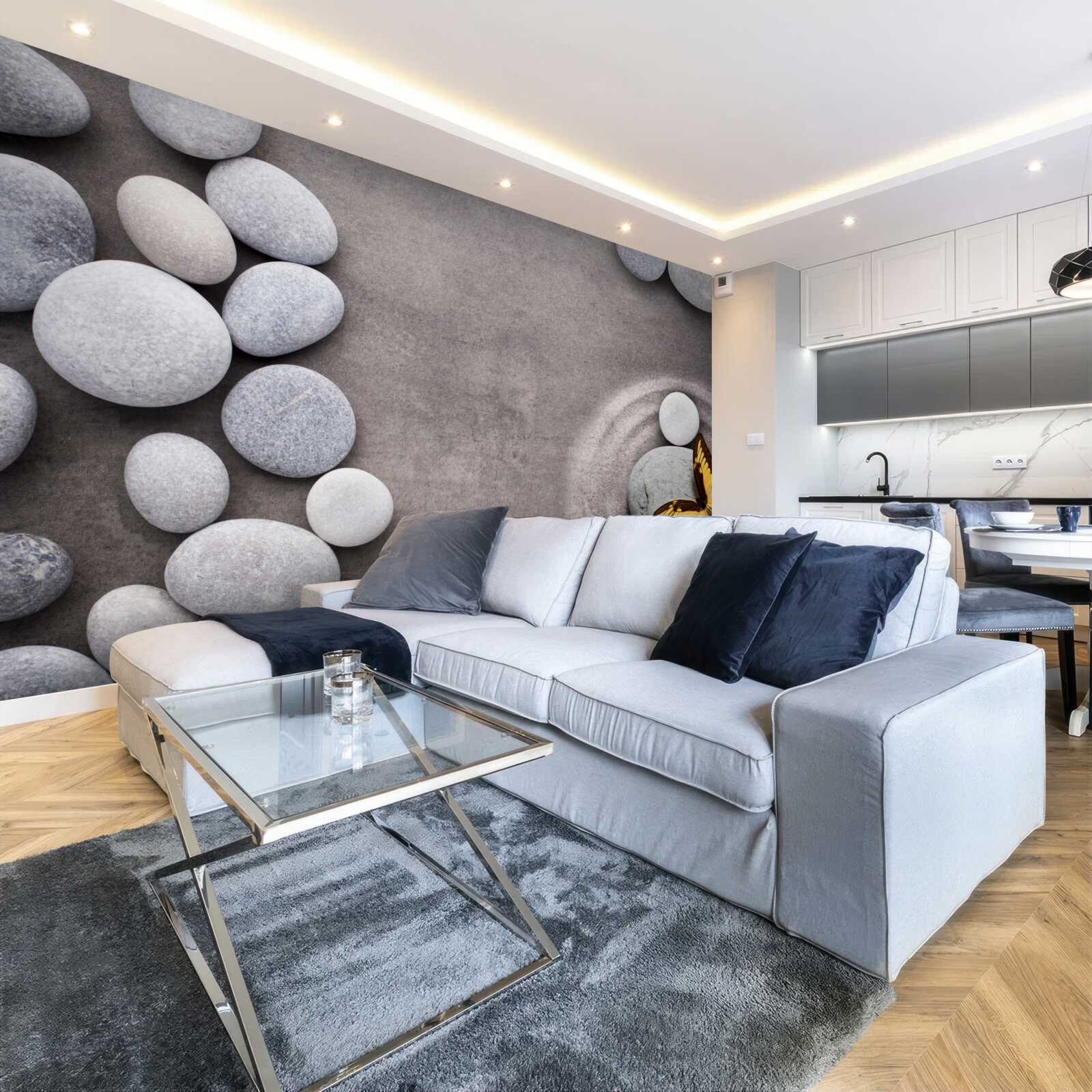 Fototapeta motyl siedzi na kamieniu przy stawie