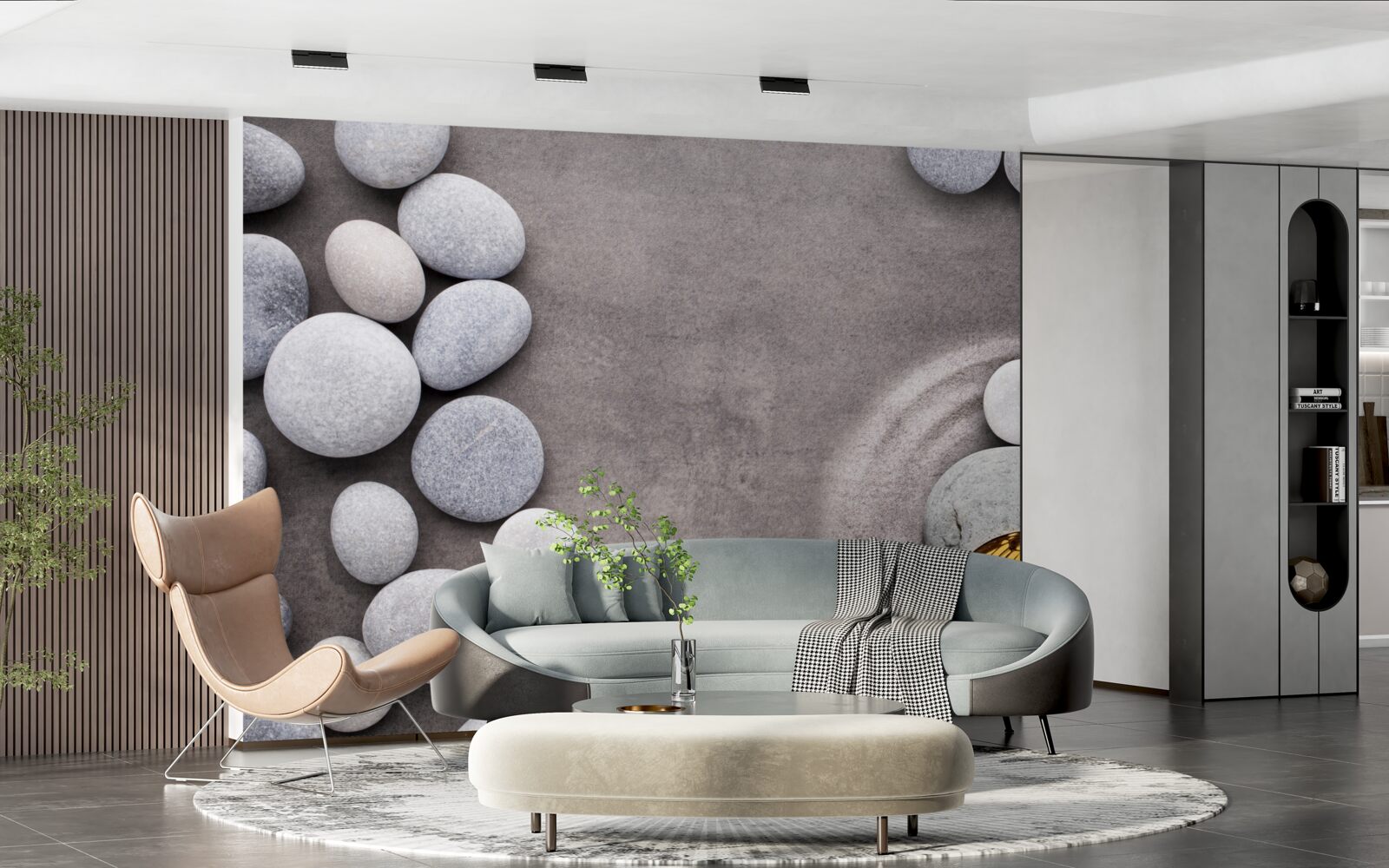 Fototapeta motyl siedzi na kamieniu przy stawie