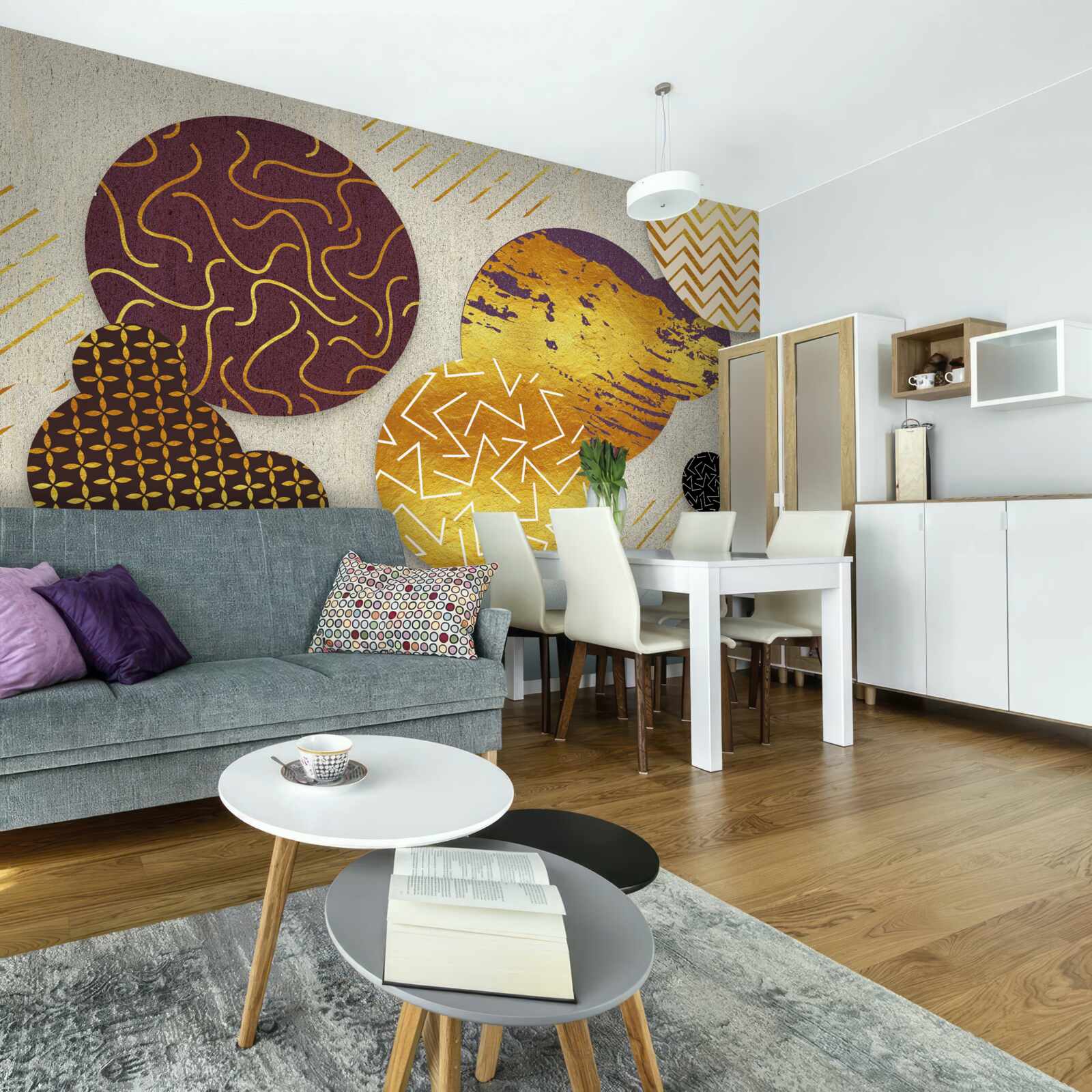 Fototapeta abstrakcyjne obrazy w odcieniach brązu i fioletu