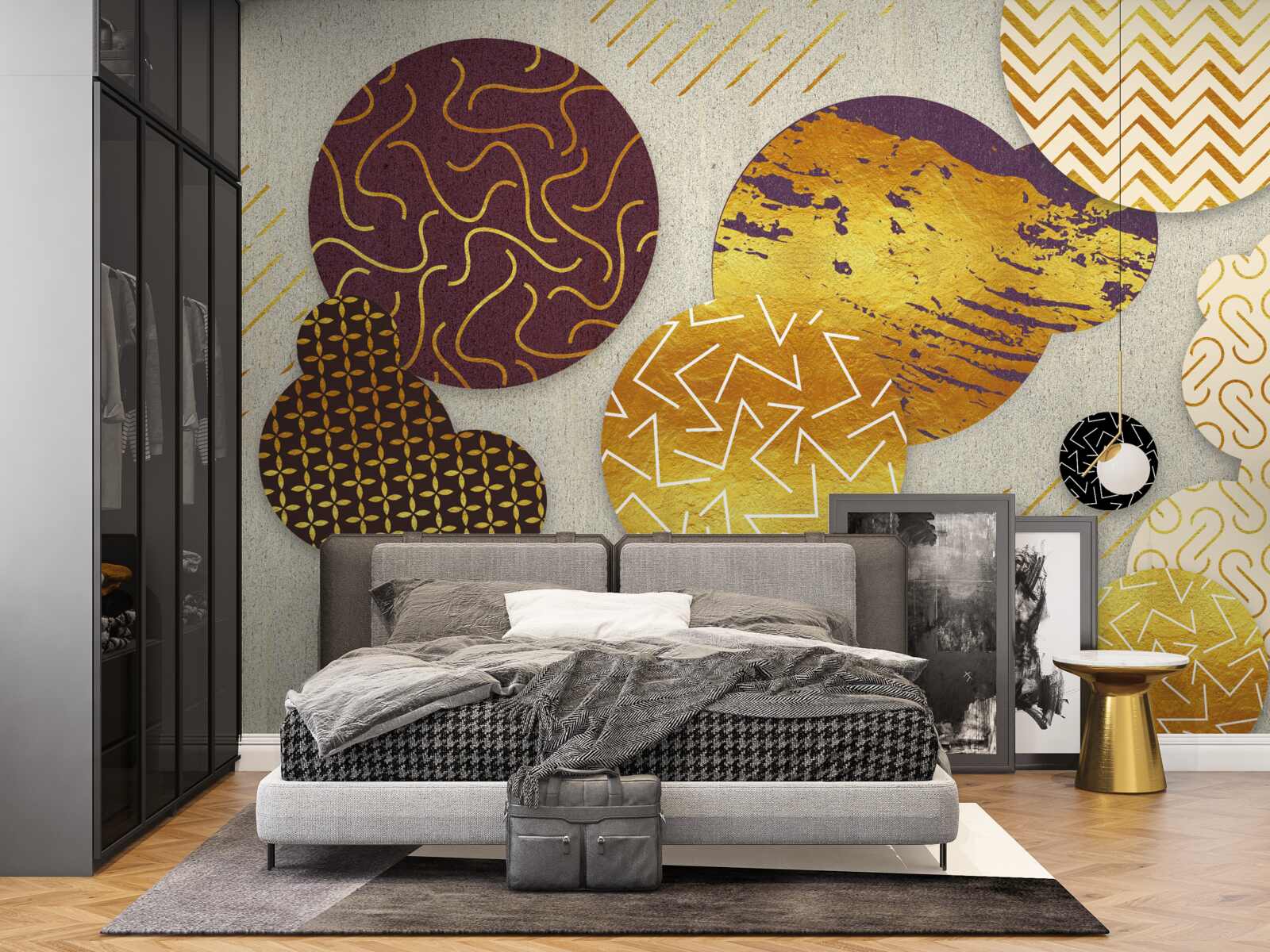 Fototapeta abstrakcyjne obrazy w odcieniach brązu i fioletu