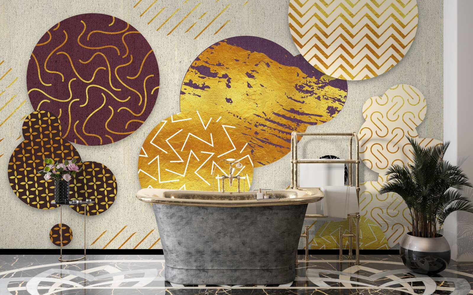 Fototapeta abstrakcyjne obrazy w odcieniach brązu i fioletu