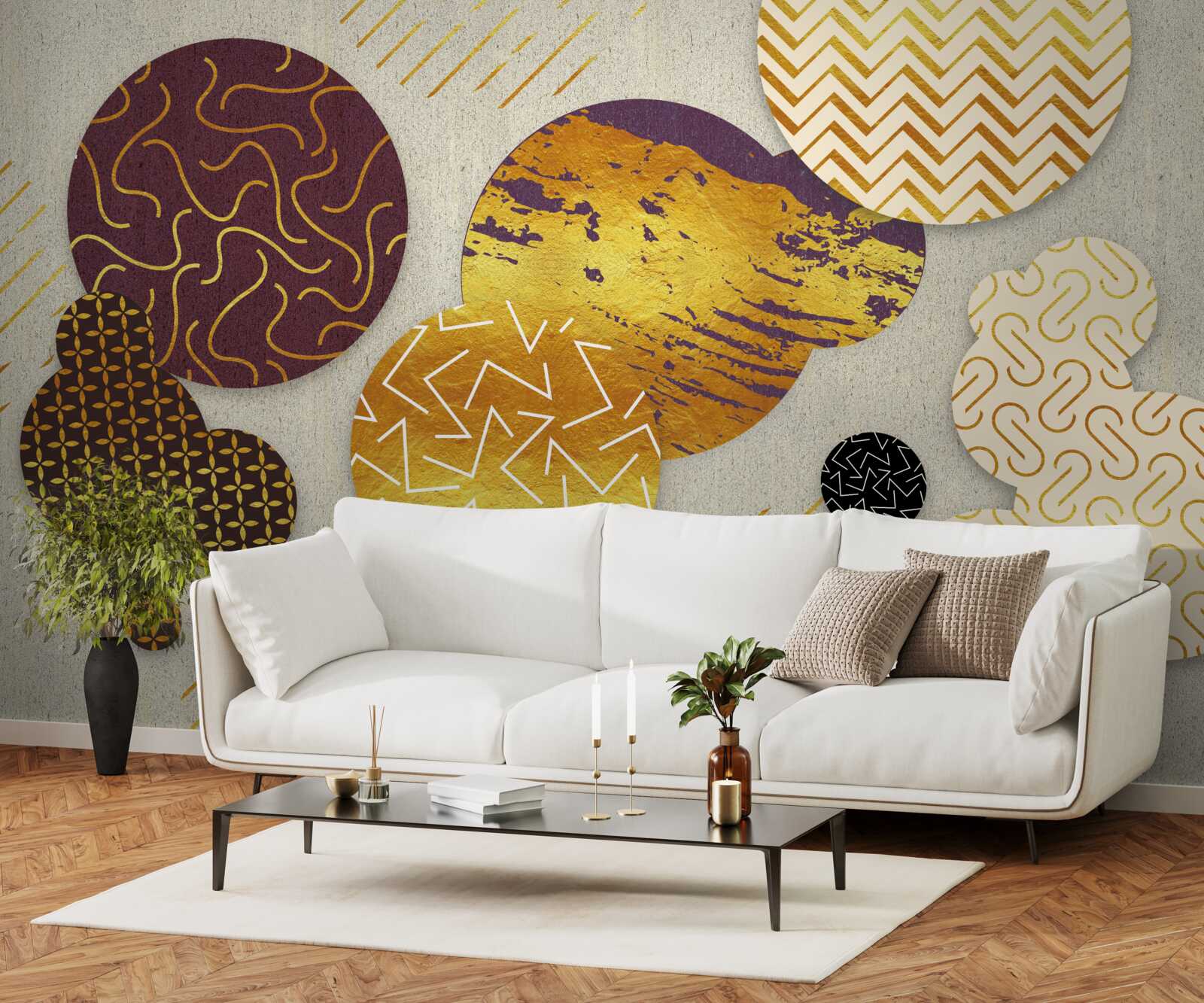 Fototapeta abstrakcyjne obrazy w odcieniach brązu i fioletu