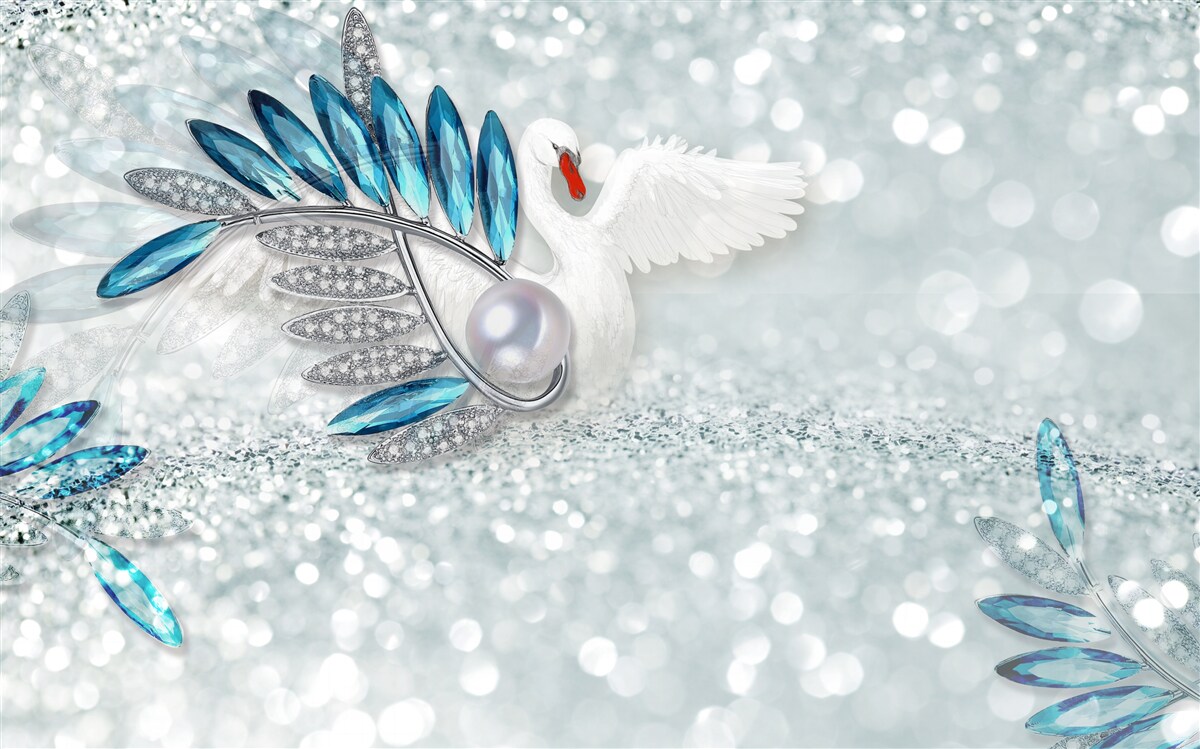 Fototapeta biżuteria z białego łabędzia i masy perłowej