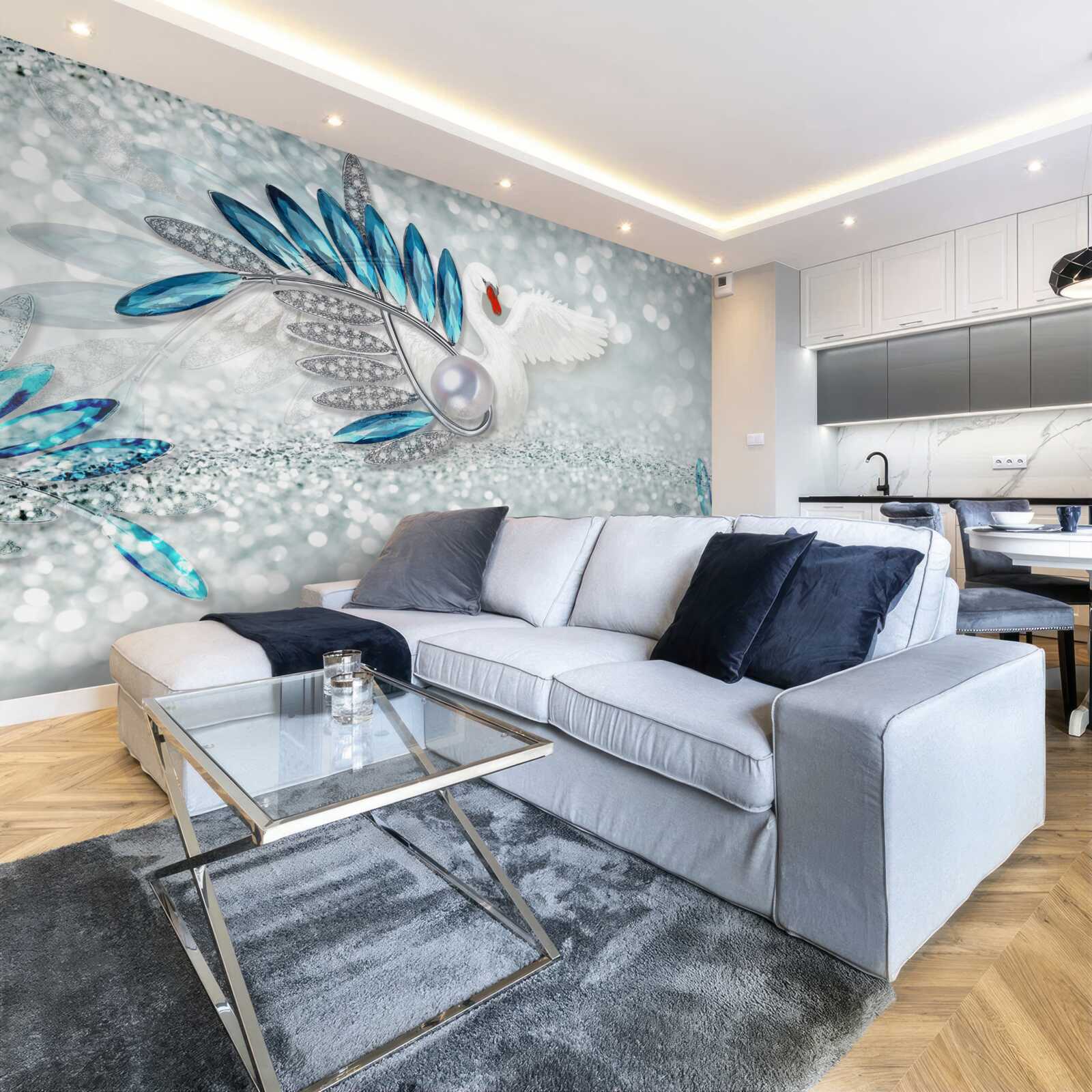 Fototapeta biżuteria z białego łabędzia i masy perłowej