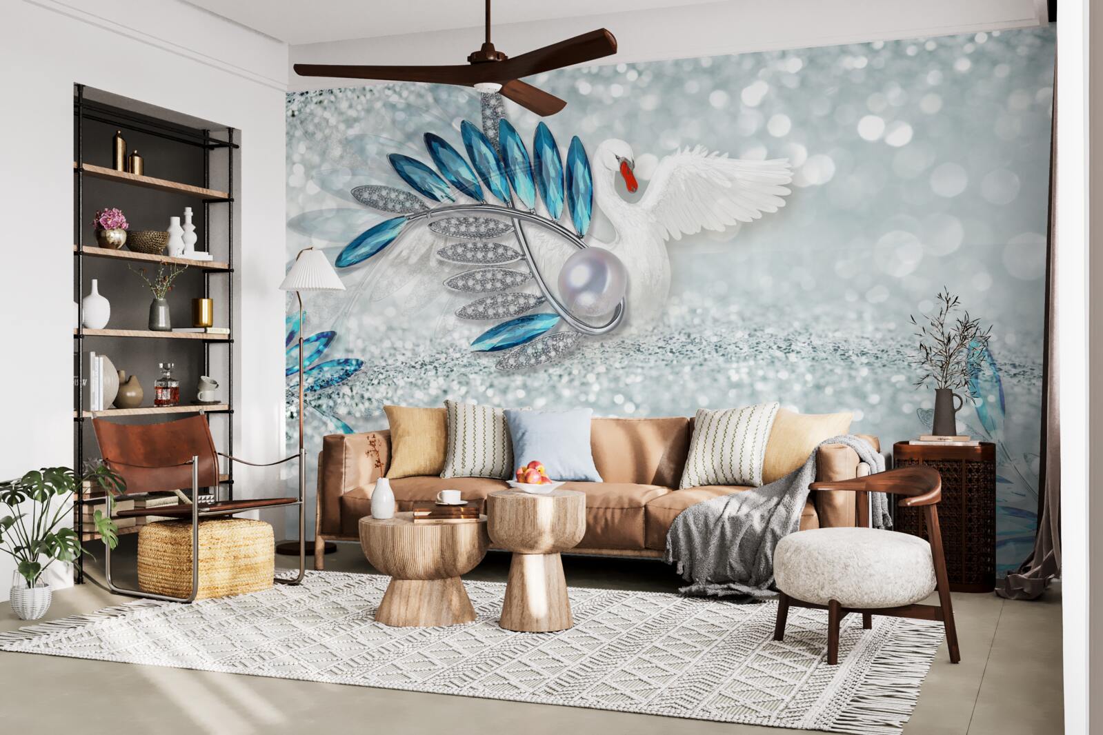 Fototapeta biżuteria z białego łabędzia i masy perłowej