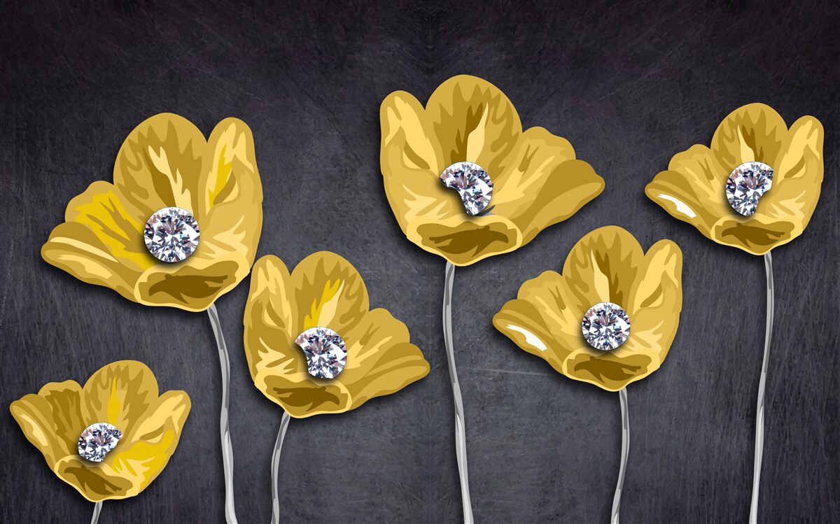 Fototapeta Żółte tulipany na szarym tle