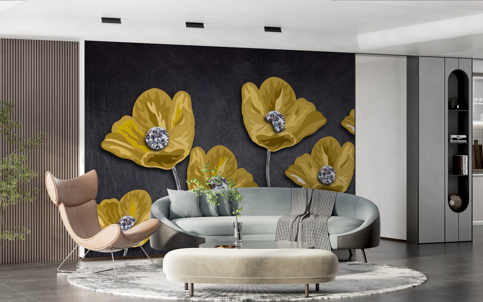 Fototapeta Żółte tulipany na szarym tle