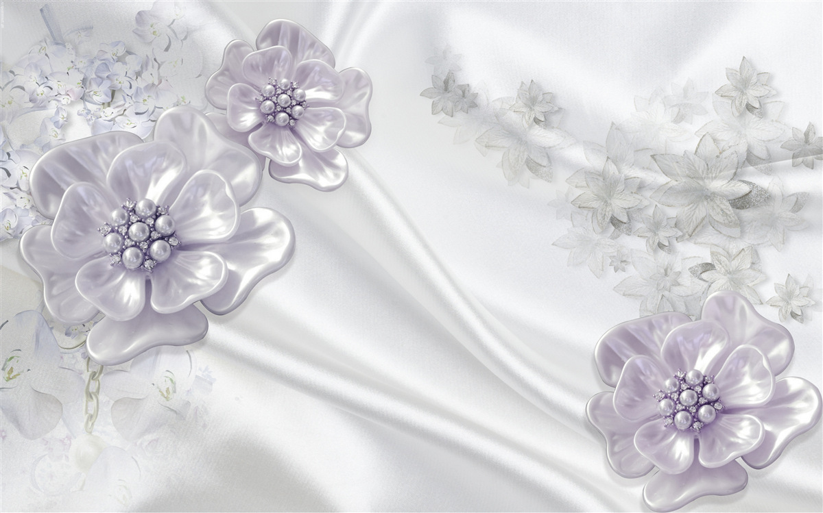 Fototapeta na jedwabiu znajdują się przepiękne liliowe kwiaty