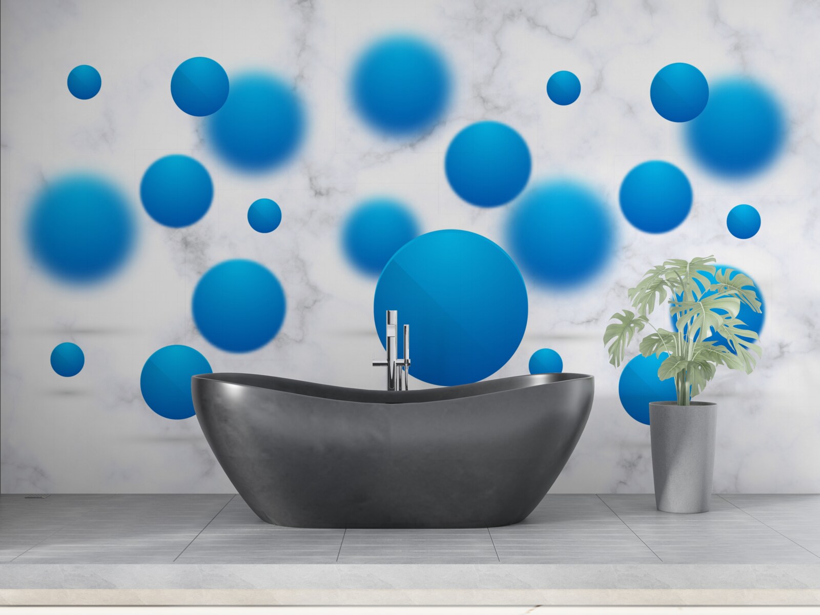 Fototapeta niebieskie kółka unoszące się w powietrzu