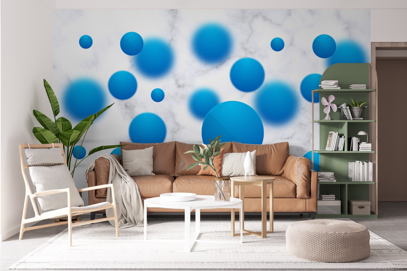 Fototapeta niebieskie kółka unoszące się w powietrzu