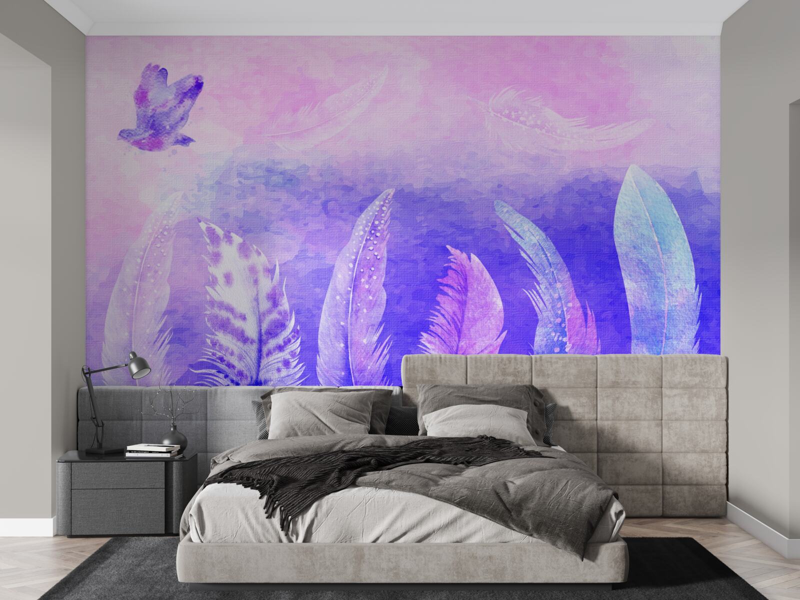 Fototapeta ptak latający nad piórami