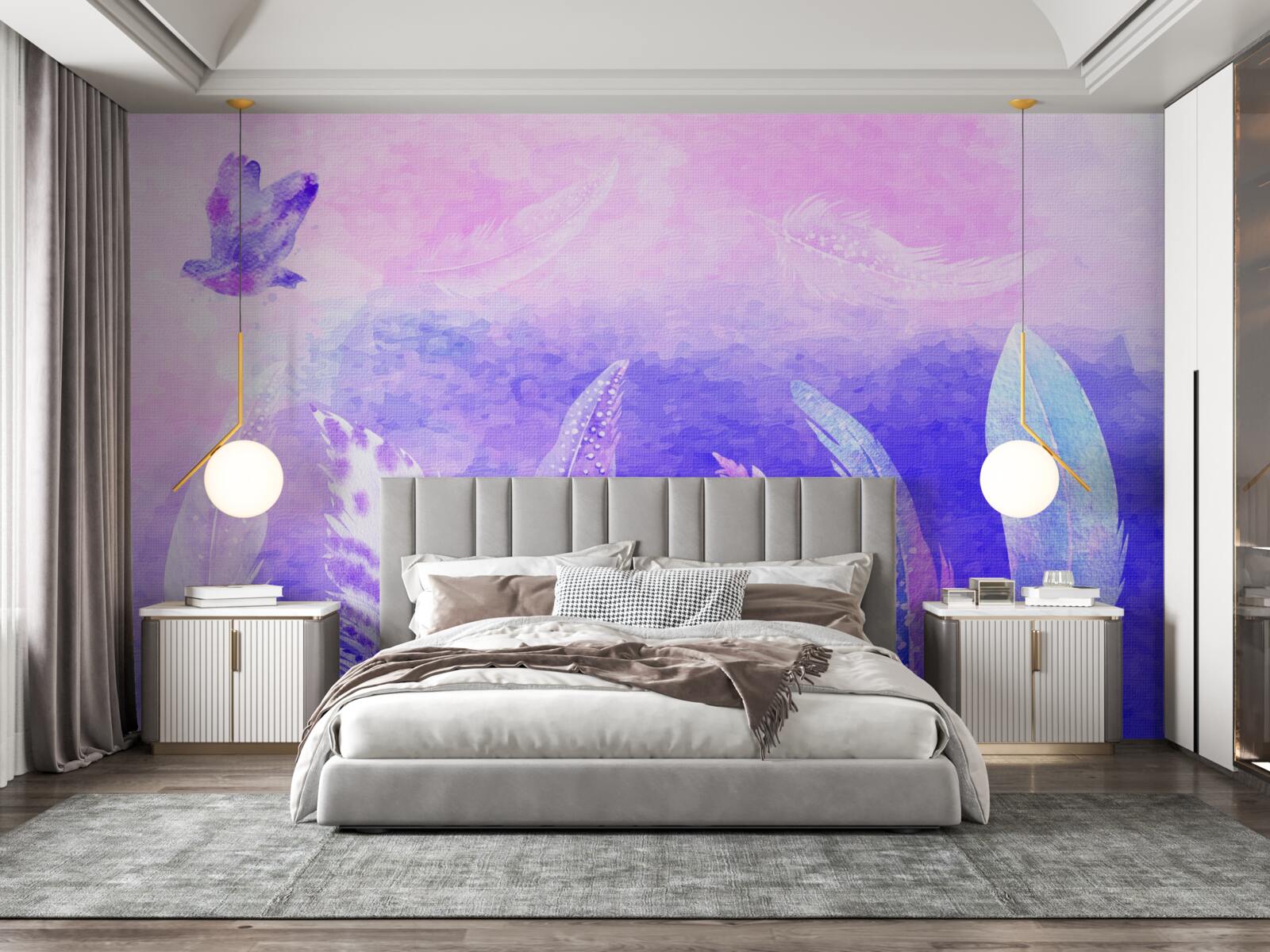 Fototapeta ptak latający nad piórami