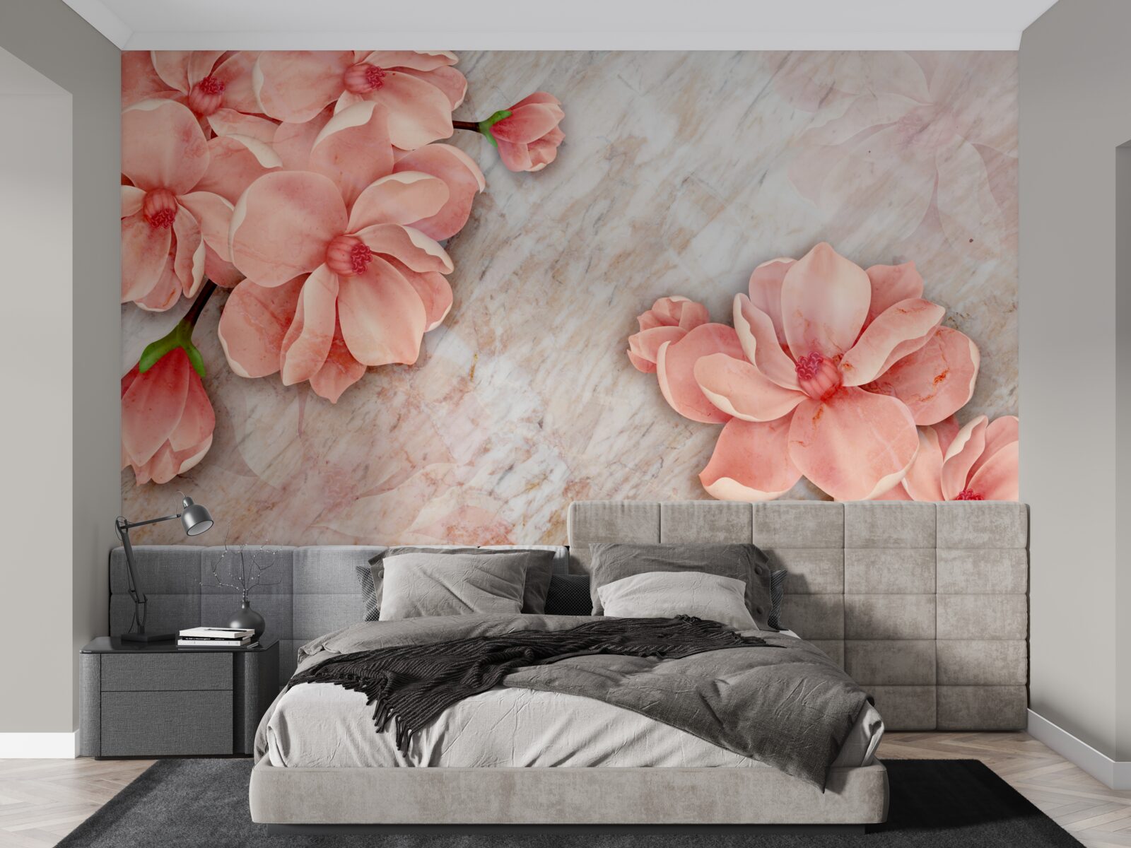 Fototapeta magnolie z różowymi kwiatami