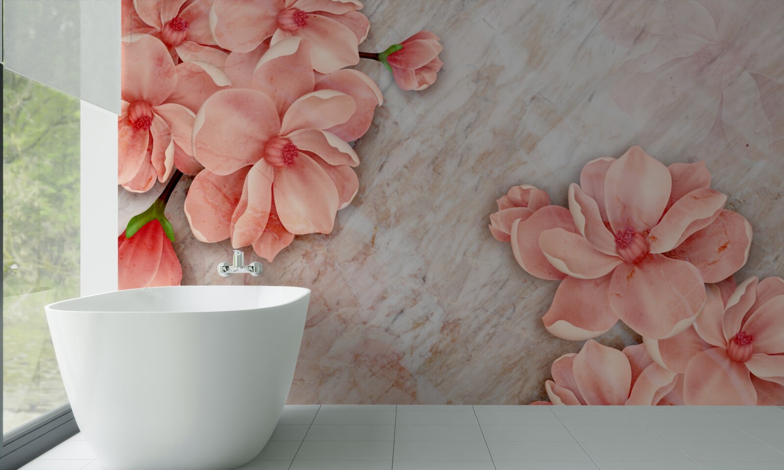 Fototapeta magnolie z różowymi kwiatami