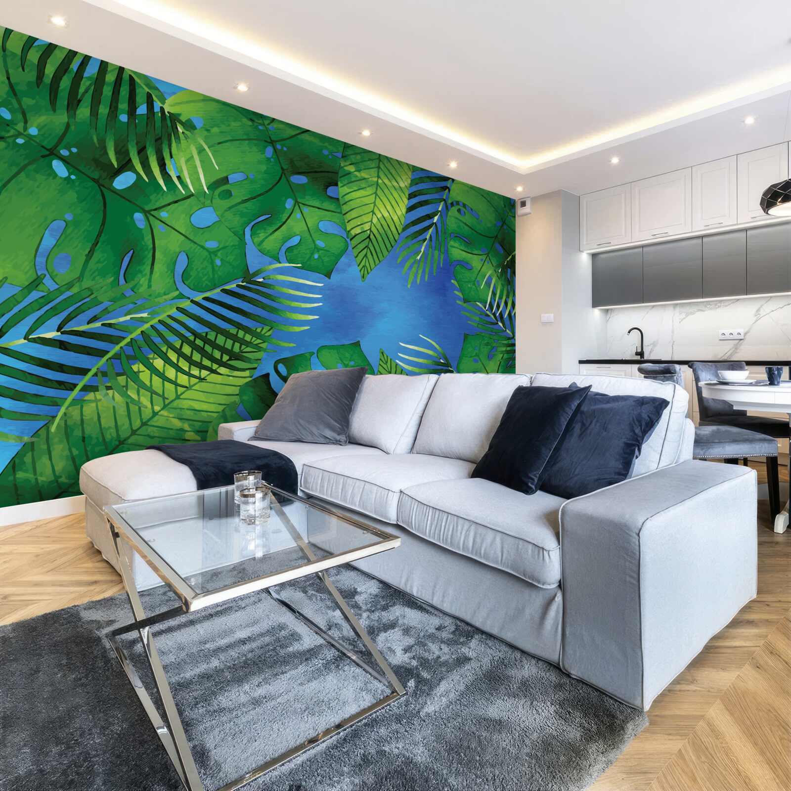 Fototapeta liście tropikalne otwierają się na błękitne niebo