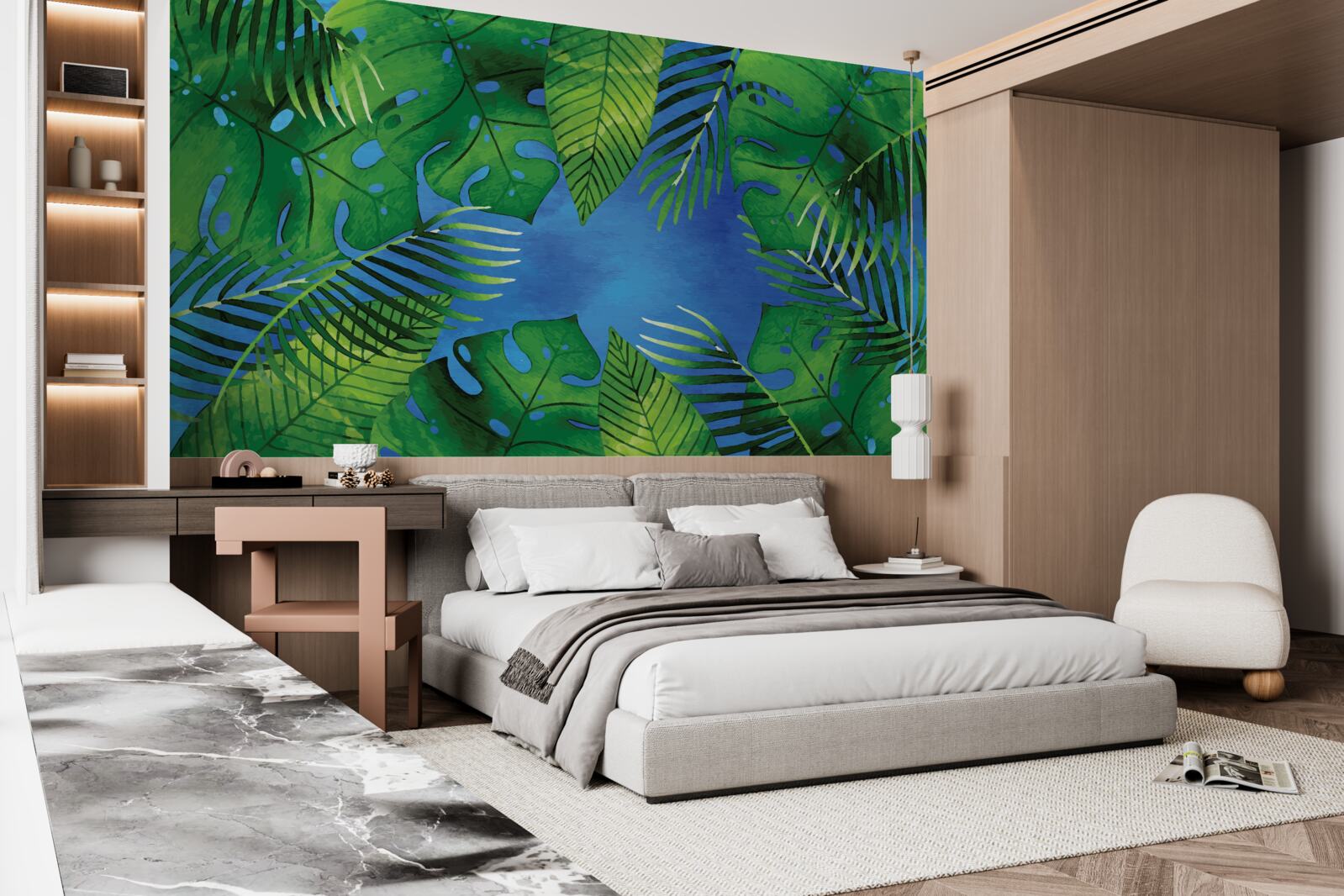 Fototapeta liście tropikalne otwierają się na błękitne niebo