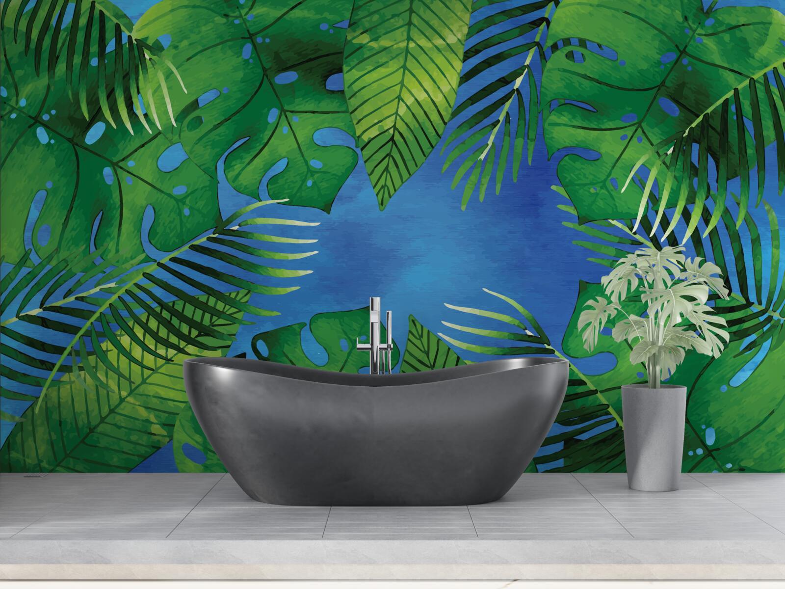 Fototapeta liście tropikalne otwierają się na błękitne niebo