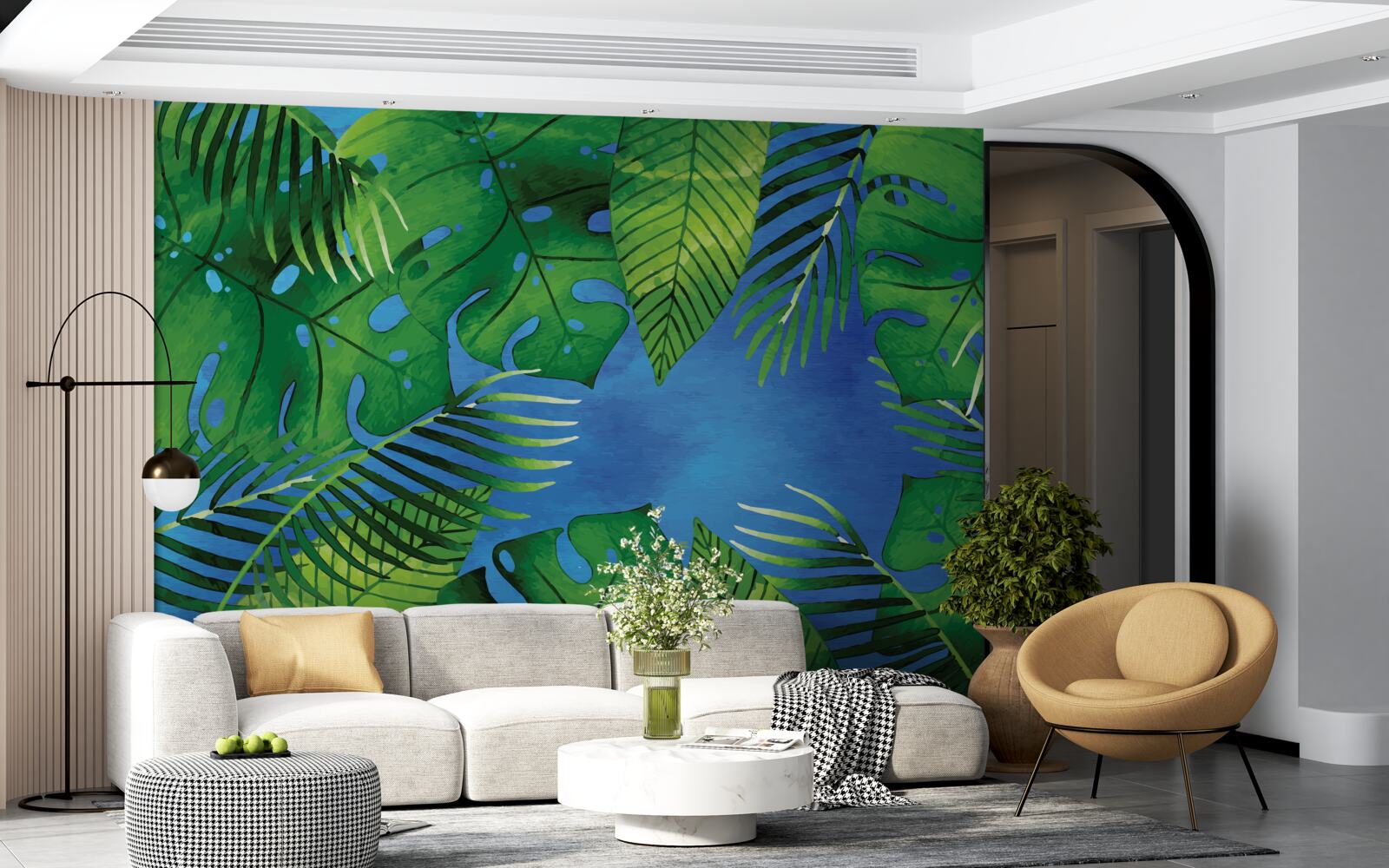 Fototapeta liście tropikalne otwierają się na błękitne niebo