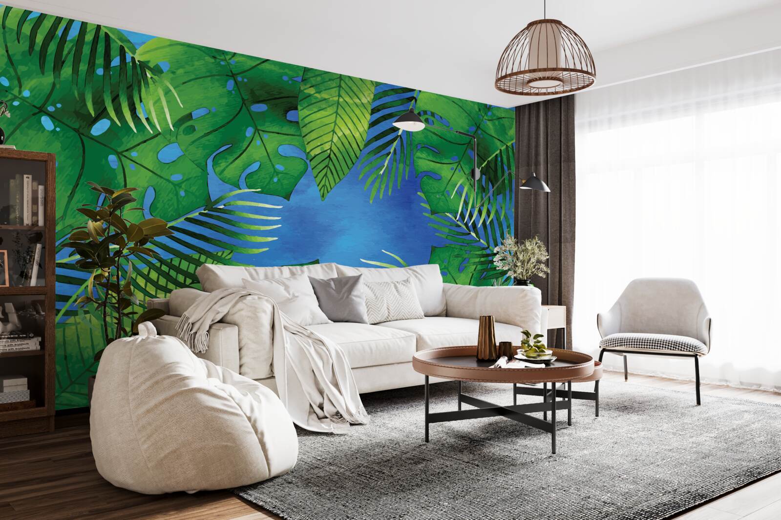 Fototapeta liście tropikalne otwierają się na błękitne niebo