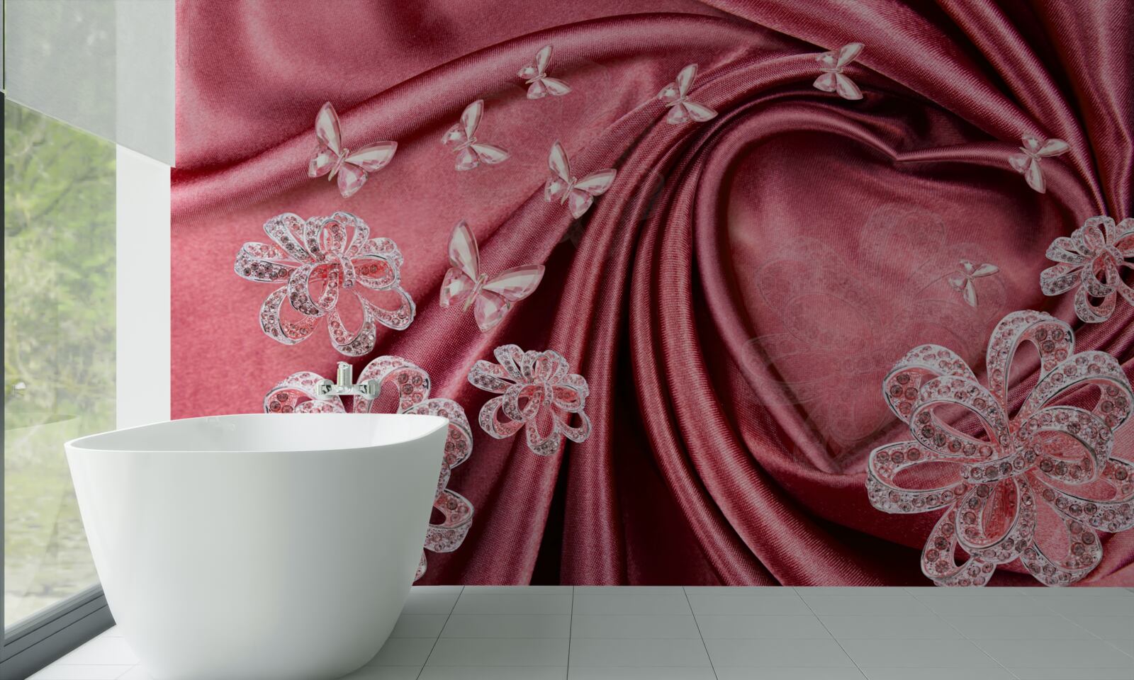 Fototapeta ozdoby kwiatowe umieszczone na jedwabiu