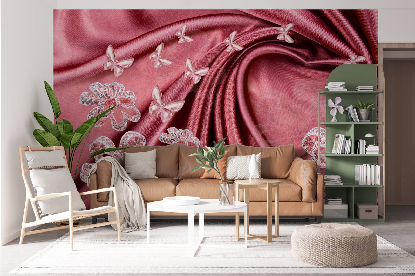 Fototapeta ozdoby kwiatowe umieszczone na jedwabiu